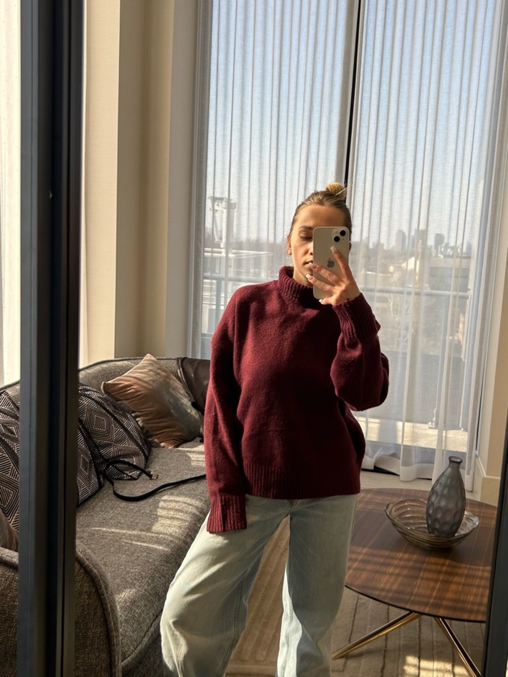 Zara Turtleneck Sweater in Burgundy